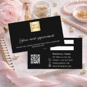 Black white QR business logo appointment card Rabattkarte