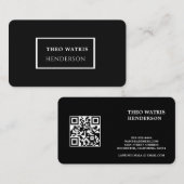 Black white qr cod edit visitenkarte (Vorne/Hinten)