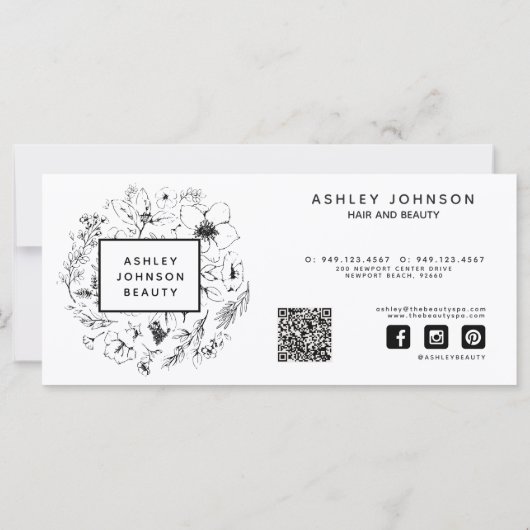 Black & White QR Code Botanical Gift Certificate (Rückseite)