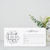 Black & White QR Code Botanical Gift Certificate (Stehend Vorderseite)