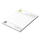 Black White QR Code Business Logo Modern  Notizblock (Rotiert)