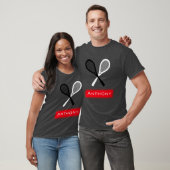 Black & White Rackets Tennis Vater Personalisiert T-Shirt (Unisex)