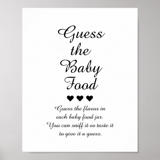 Black & White raten das Baby Food Game Poster (Vorne)