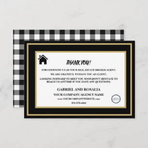 Black & White Real Anwesen Broker Agent Kunde  Dankeskarte
