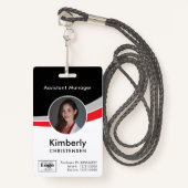 Black White Red Corporate Employee ID Badge Ausweis (Vorderseite mit Schlüsselband)