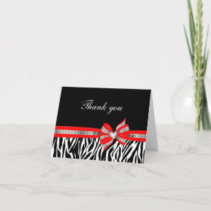 Black White Red Zebra Thank You Card Dankeskarte