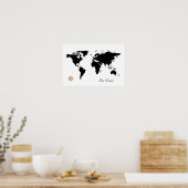 Black-White Reise world_map Poster (Küche)