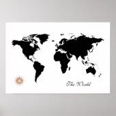 Black-White Reise world_map Poster (Vorne)
