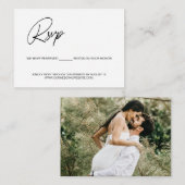 Black white reserved seat Photo wedding website  Begleitkarte (Vorne/Hinten)