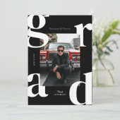 Black & White Retro Bold Class of 2024 Abschluss Einladung (Stehend Vorderseite)