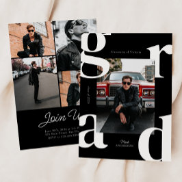 Black & White Retro Bold Class of 2024 Abschluss Einladung