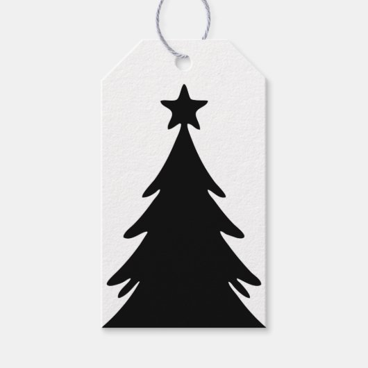 Black & White Reversable Doodle Christmas Tree Geschenkanhänger (Vorderseite)