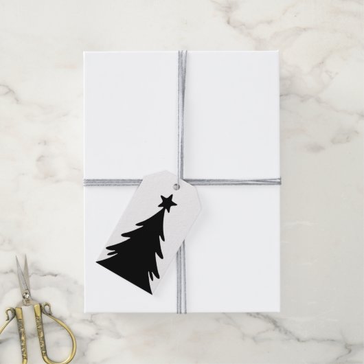 Black & White Reversable Doodle Christmas Tree Geschenkanhänger (Mit Garn)