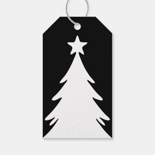 Black & White Reversable Doodle Christmas Tree Geschenkanhänger (Rückseite)