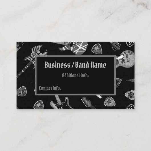 Black & White Rock Gitarre Musician Business Card Visitenkarte (Vorderseite)