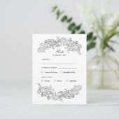 Black & White Rococo Meal Choice RSVP Card Karte (Stehend Vorderseite)