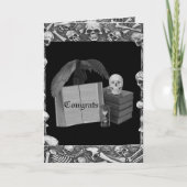 Black & White Romance Skull Spellbook Hochzeit Karte (Vorderseite)