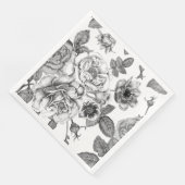 Black & White Rose Musterpapier Napkin Serviette (Ecke)