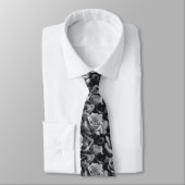 Black & White Rose Neck Tie Krawatte (Gebunden)