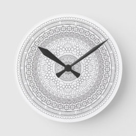 Black & White Round Mandala v3 Runde Wanduhr