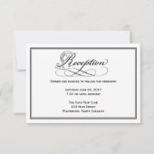 Black & White Royal Script Reception Card Einladung (Vorderseite)