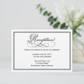 Black & White Royal Script Reception Card Einladung (Stehend Vorderseite)