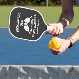 Black & White Santa Barbara California USA Custom Pickleball Schläger