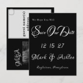 Black & White Save the Date Post Card Postkarte (Vorne/Hinten)