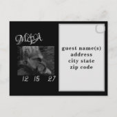 Black & White Save the Date Post Card Postkarte (Rückseite)