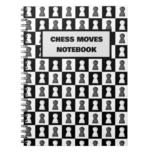 Black & White Schach Board Schach Moves Journal Notizblock (Vorderseite)