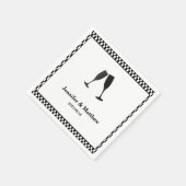 Black & White Schachbrett Champagne Party Napkin Serviette (Ecke)