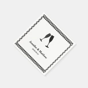 Black & White Schachbrett Champagne Party Napkin Serviette