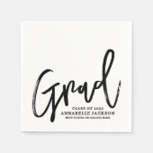 Black White Script Graduation Serviette (Vorderseite)