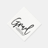 Black White Script Graduation Serviette (Ecke)