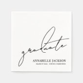 Black White Script Graduation Serviette (Vorderseite)