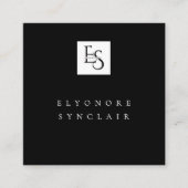 Black White Script Lashes Studio Logo QR Code  Quadratische Visitenkarte (Vorderseite)