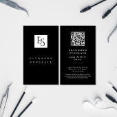 Black White Script Lashes Studio Logo QR Code Visitenkarte