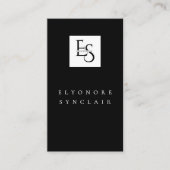 Black White Script Lashes Studio Logo QR Code Visitenkarte (Vorderseite)