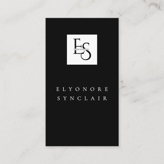 Black White Script Lashes Studio Logo QR Code Visitenkarte (Vorderseite)