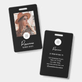 Black & White Script Logo Photo Makeup Badge Ausweis (Vorder- & Rückseite)