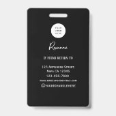 Black & White Script Logo Photo Makeup Badge Ausweis (Rückseite)