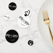 Black & White Script Mr. und Mr. Hearts Wedding Konfetti (Gruppe)