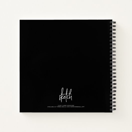 Black White Script Name Personalized Sketchbook Notizblock (Rückseite)