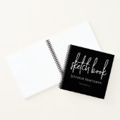 Black White Script Name Personalized Sketchbook Notizblock (Innenseite)