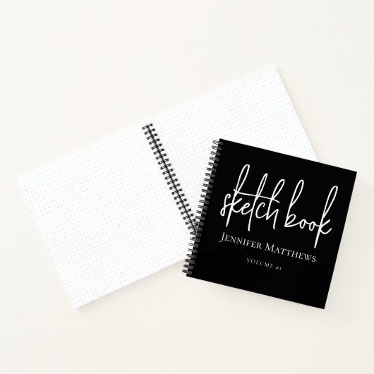 Black White Script Name Personalized Sketchbook Notizblock (Innenseite)