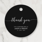 Black & White Script Party Vielen Dank Geschenkanhänger (Vorderseite)