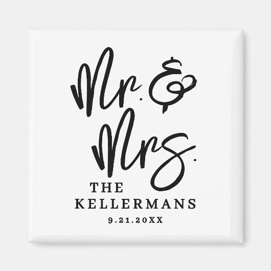 Black White Script Wedding Favor Magnet (Vorne)