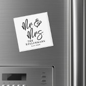 Black White Script Wedding Favor Magnet