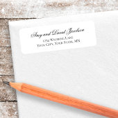 Black White Script Wedding Return Address