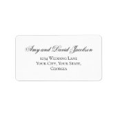 Black White Script Wedding Return Address Adressaufkleber (Vorne)